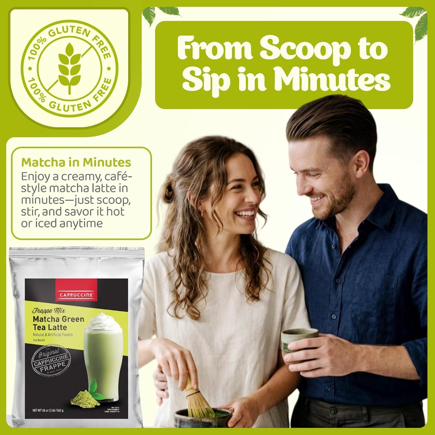 Cappuccine Sweetened Matcha Green Tea, 3 Pounds