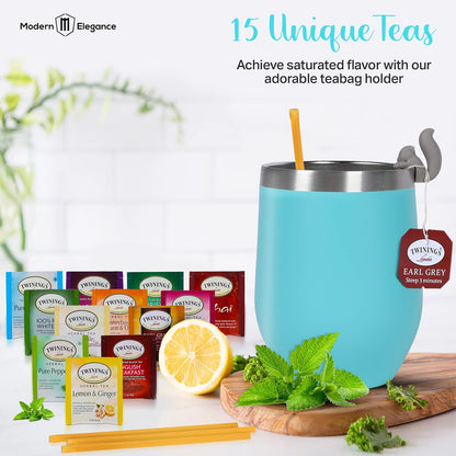 Modern Elegance Tea Tumbler Gift Set for Women, Teal