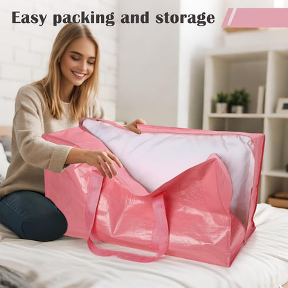 Moving Bags Heavy Duty 210GSM with Full-Open Side Zipper, 93L 220lbs Waterproof Foldable Storage Totes for College Dorm Move-In, Moving Boxes Alternative & Home Organization, Blue