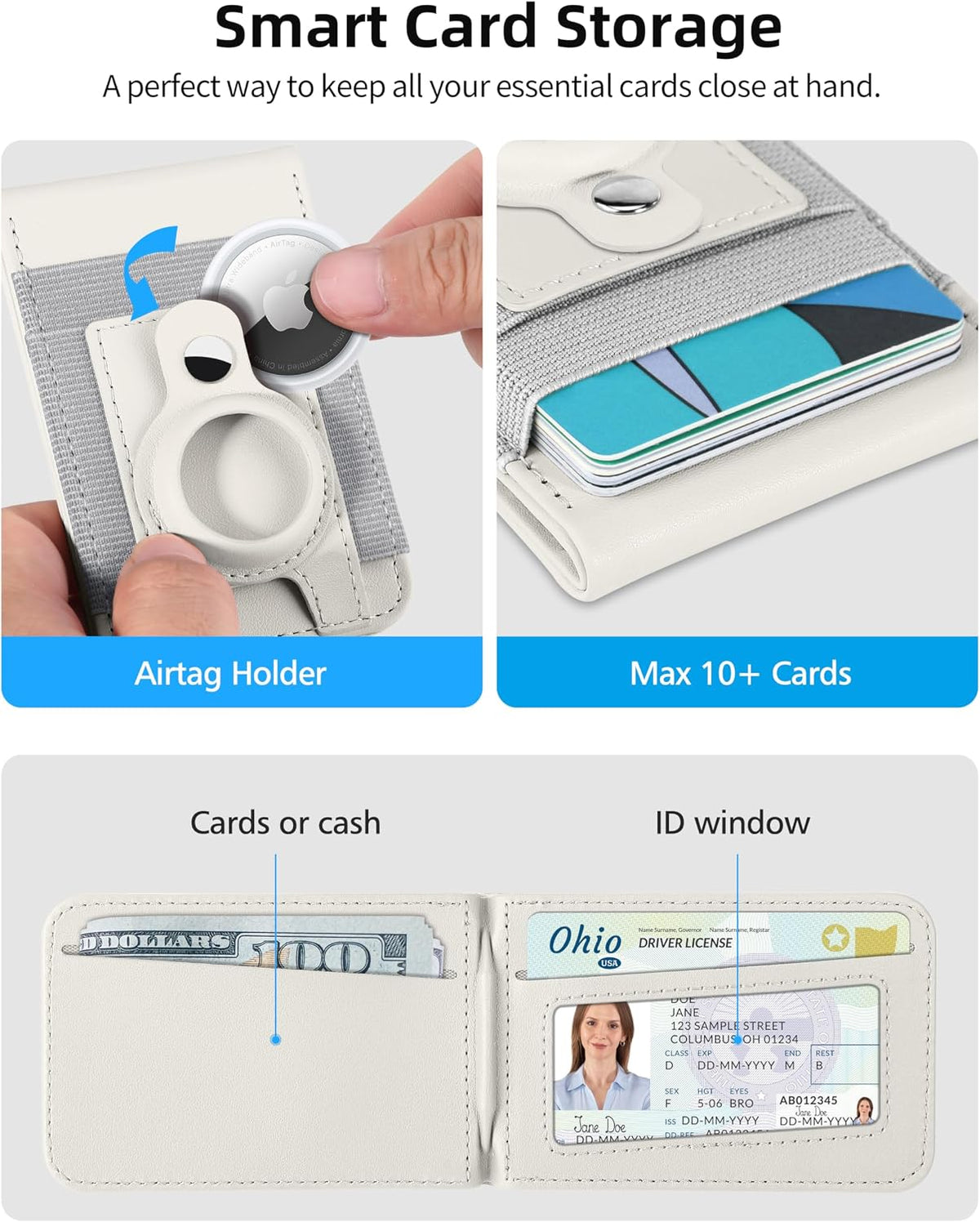 For Magsafe Wallet Stand with Airtag Holder, 10 Cards Holder, RFID Blocking