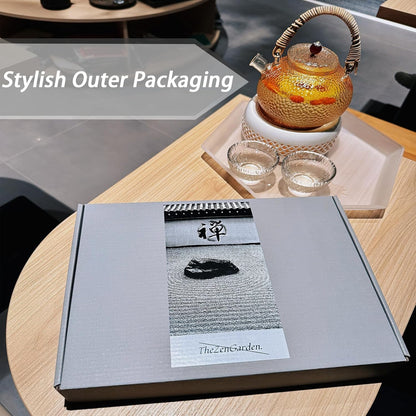 SRAYW Zen Garden Kit for Desk Decor. 11x7.5'' Beautiful Japanese Mini Zen Garden Meditation Gifts Set for Home,Office Desk＆Meditation Room.6 Tools ＆ 18 Accessories. Zen Sand Tray Therapy