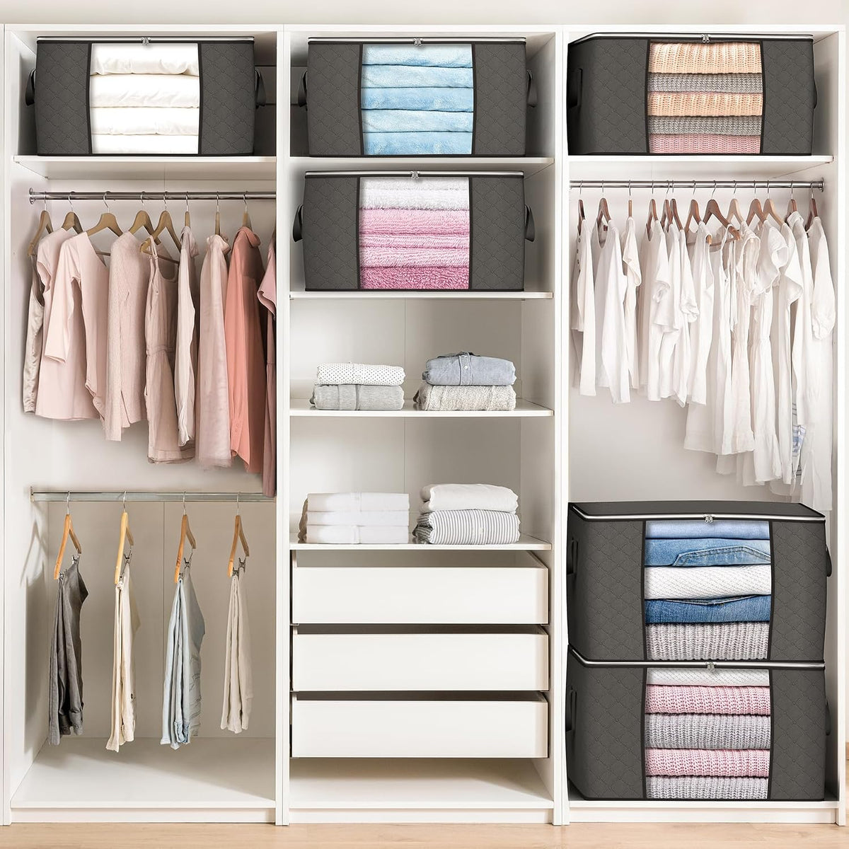 90L Large Storage Bags, Clothes Storage Bins Closet Organizers