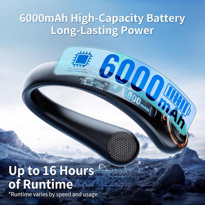 𝟐𝟎𝟐𝟔 𝐔𝐩𝐠𝐫𝐚𝐝𝐞 BNBZ Portable Neck Fan,6000mAh Rechargeable Wearable Fan with LED Display,4 Speeds,Up to 15H Runtime,Quiet 360° Airflow Hands-Free Personal Fan for Travel,Work,Gym &Outdoor Use