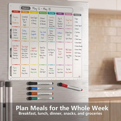 Magnetic Meal Planner for Fridge, Dry Erase Weekly Menu Board