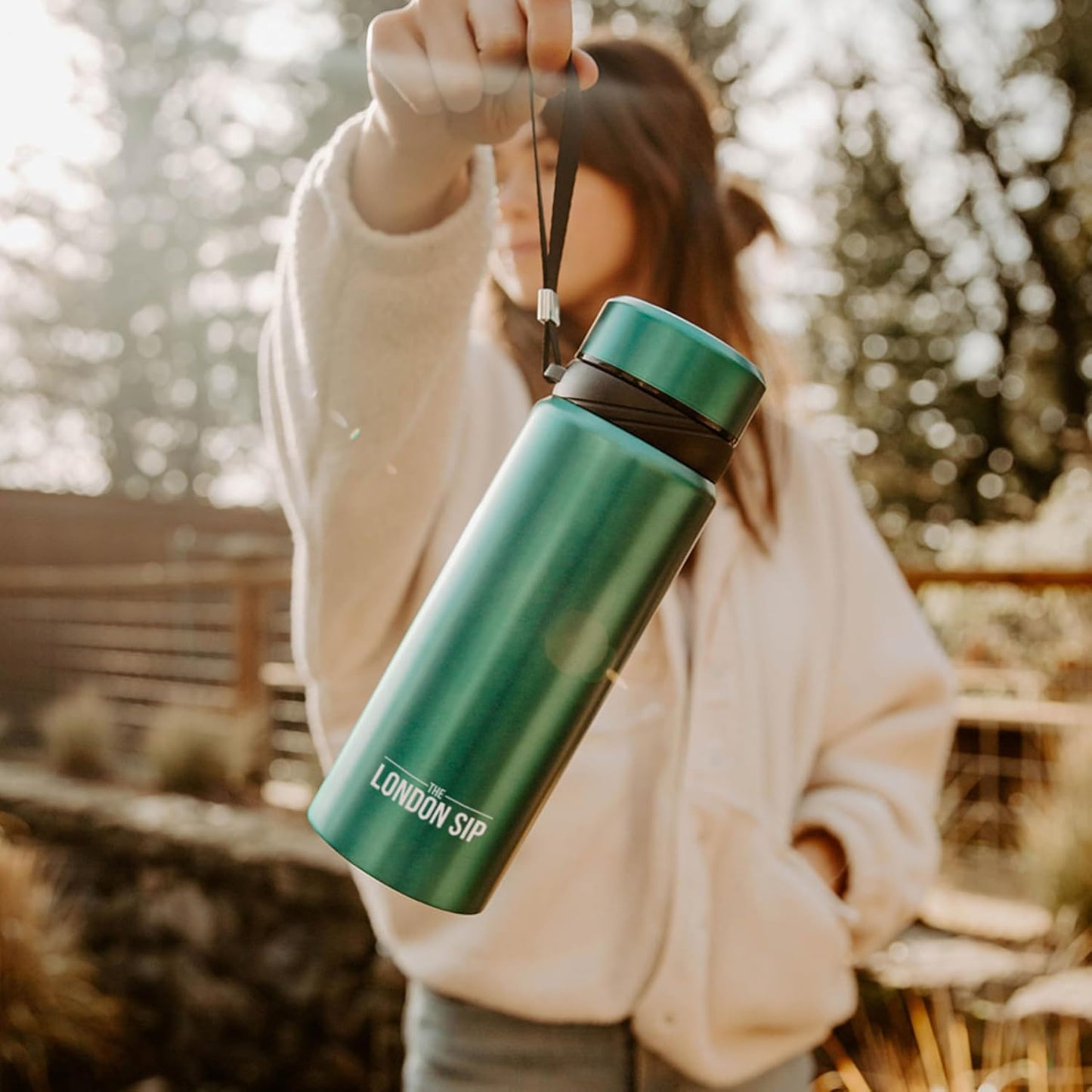 London Sip 25 oz Multi-Function Travel Mug and Tumbler Tea Infuser Water Bottle Fruit Infuser Flask Hot and Cold Double Wall Stainless Steel Coffee Thermos, Zen Black