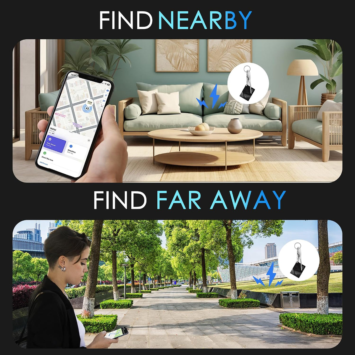 SEINXON Wallet Tracker (iOS Only) IP68 Thin Item Finder Card Luggage Located Bluetooth Works with Apple Find My APP & Network - Wireless Charger (Slim)