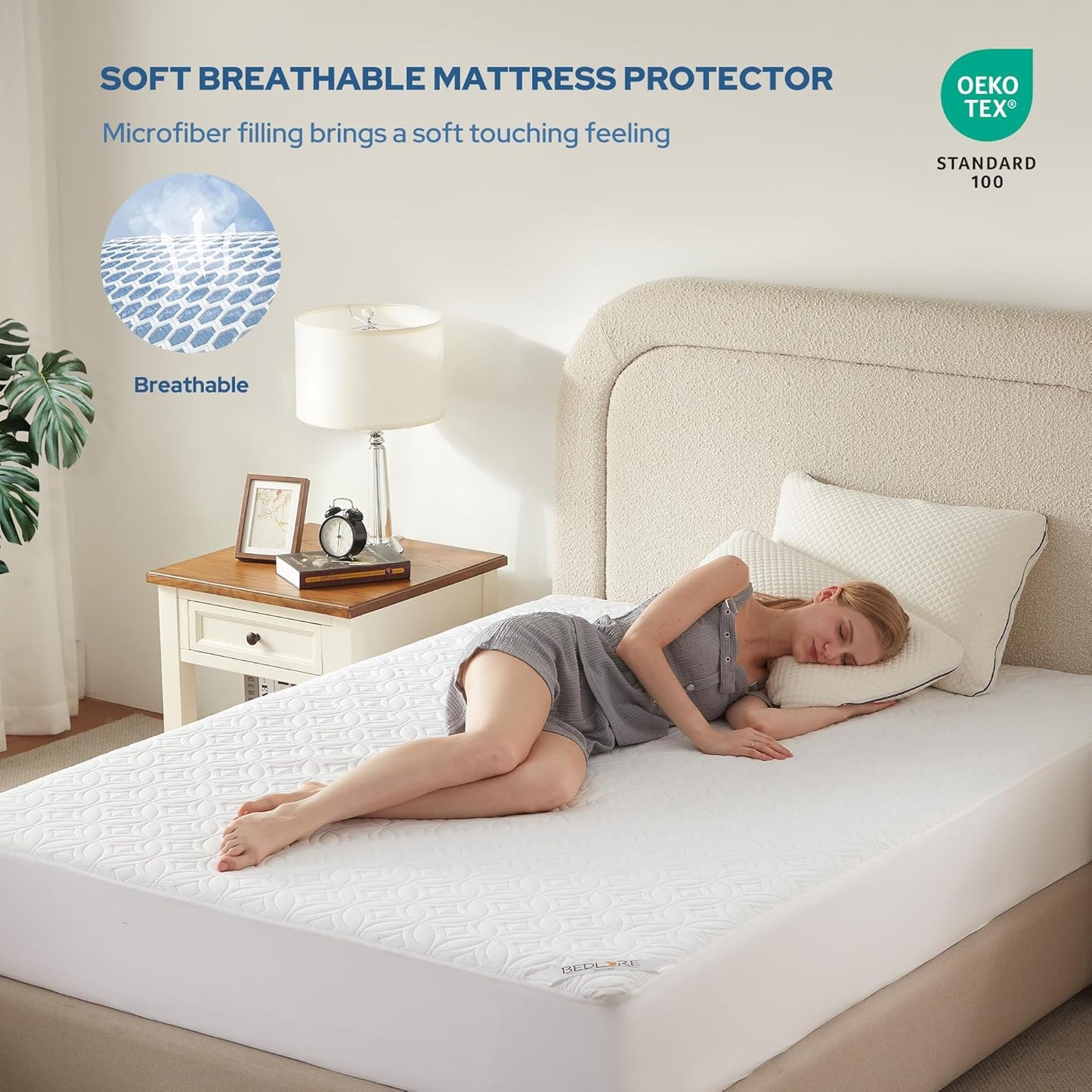 BEDLORE Waterproof Mattress Protector, King Size Mattress Pad with Deep Pocket 6"-18" Depth, Soft Noiseless Dirt-Proof Bed Mattress Cover Washable for Home, Bedroom, Hotel (Gray)