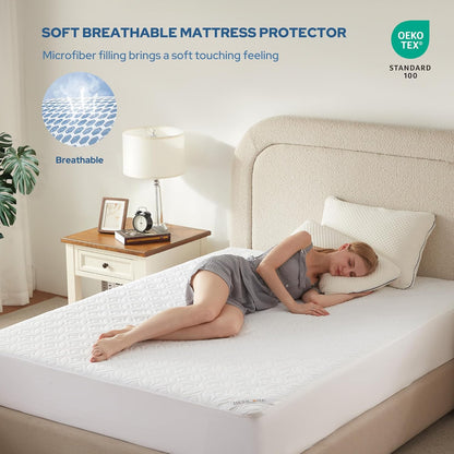 BEDLORE Waterproof Mattress Protector, King Size Mattress Pad with Deep Pocket 6"-18" Depth, Soft Noiseless Dirt-Proof Bed Mattress Cover Washable for Home, Bedroom, Hotel (Gray)