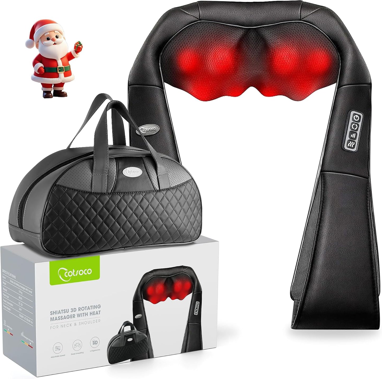 cotsoco Neck Massager,Shiatsu Shoulder and Back Massager with Heat, Electric Deep Tissue Massage Pillow for Body Muscle Pain Relief,Best Gifts Mom Dad Women Men,Home, Office Car Use