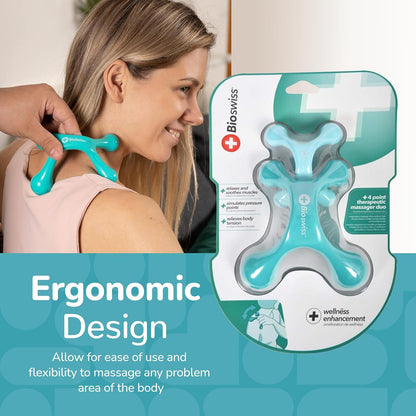 BioSwiss Claw Massage Roller, Handheld Muscle Massager with 5 Rotating Heads for Back, Legs, and Shoulder