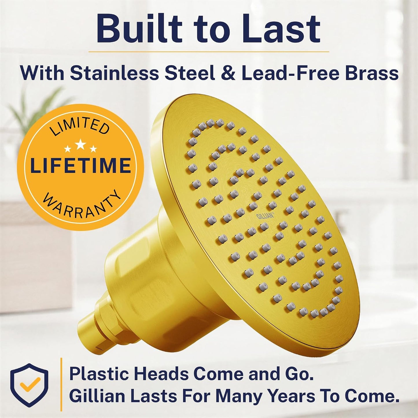 Gillian Metal Filtered Shower Head High Pressure, KDF-55 Removes Chlorine