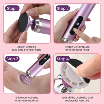 Electric Callus Remover for Feet, Cordless Foot Sander with 5 Speeds | Upgraded 1200RPM, 3-in-1 File, LED Display, 3-Hour Battery, 50 Discs, Heel Grinder, Home Pedicure Gift for Women Men