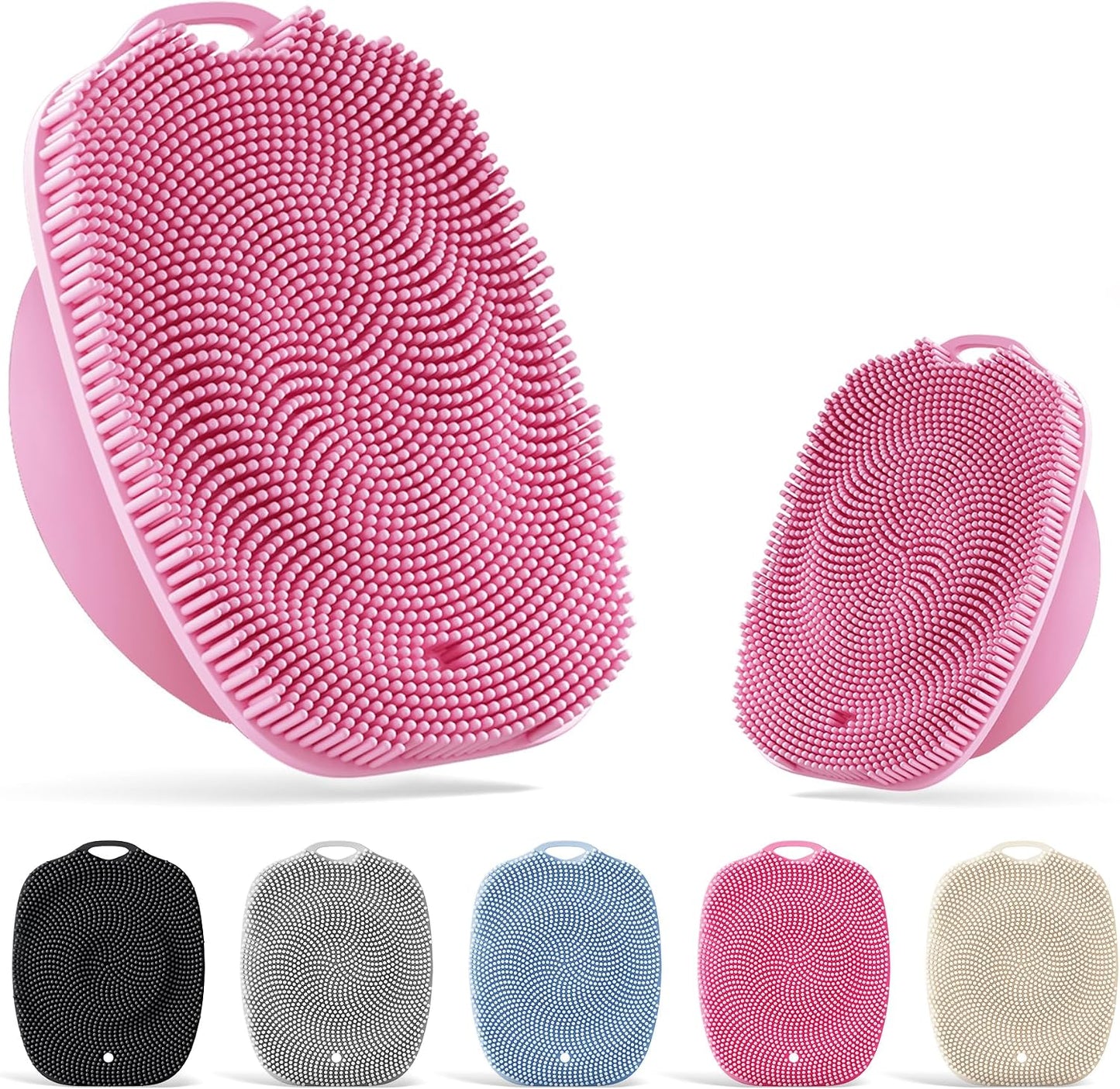 Soft Silicone Body Scrubber, Face Scrubber Silicone, Gentle Texture Exfoliating Body Scrubber for Men and Women On Sensitive Skin, Back Large Suction Cup for Easy Dry and Store (Blue)