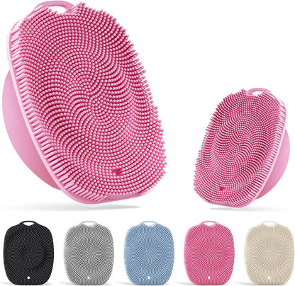 Soft Silicone Body Scrubber, Face Scrubber Silicone, Gentle Texture Exfoliating Body Scrubber for Men and Women On Sensitive Skin, Back Large Suction Cup for Easy Dry and Store (Blue)