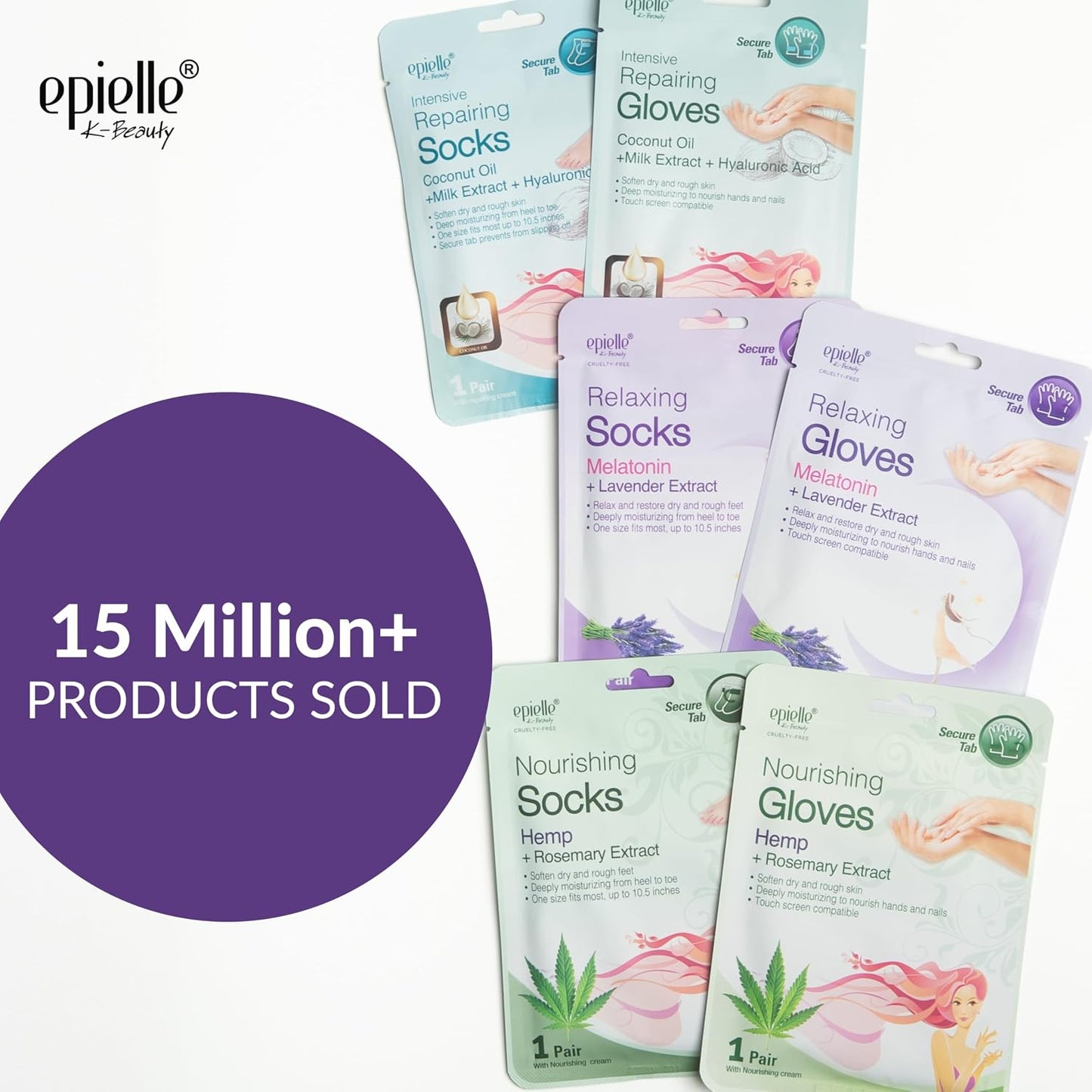 Epielle Foot Peel Mask | 2 Pairs | For Cracked Heels, Dead Skin & Calluses | Smooth & Repair Rough, Dry Skin | Beauty Gift, Spa Day, Gift Set | Korean Skincare