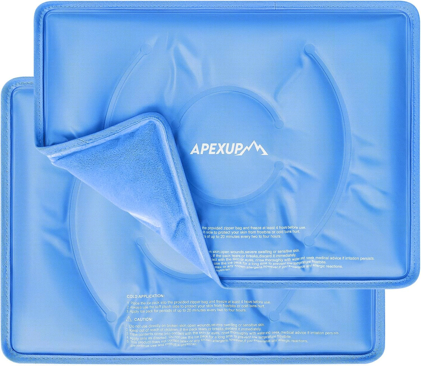 APEXUP Gel Ice Packs for Injuries Reusable, Flexible Double Sided Cold Packs for Injuries, Ice Pack for Knee, Shoulder, Back, Hip, Leg, Arm (Blue, 11.5"x7.5", 1PK)