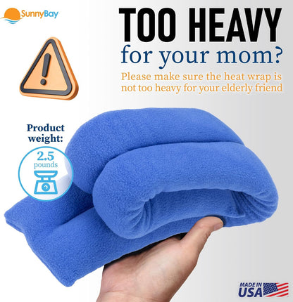 SunnyBay Microwavable Heating Pad for Neck and Shoulder, Heated Neck Wrap, Microwave Heat Pad, Weighted Beanbag Moist Hot or Cold Compress, 2.2 lbs, 26x4 Inches, Navy Blue