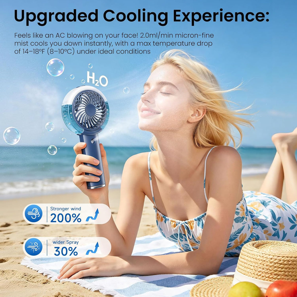 HandFan Upgraded Misting Fan with LED Display – Extreme Cooling Portable Handheld Fan with Water Mist Spray, 50% Stronger Airflow & Quieter, USB Rechargeable for Travel/Park/Disney/Beach/Concert/Game