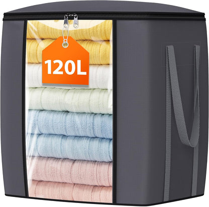 TasticTotes 120L Extra Large Blanket Clothes Storage Bags, Gray
