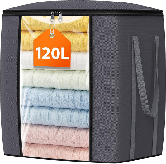 TasticTotes 120L Extra Large Blanket Clothes Storage Bags, Gray