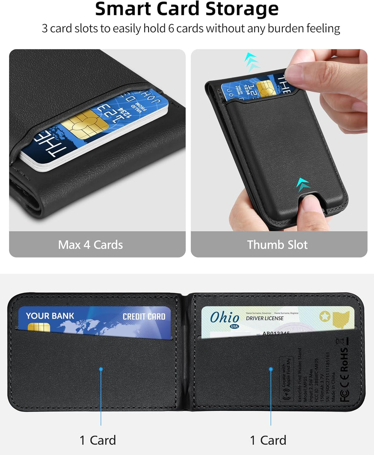 ExtreLife for Magsafe Wallet, Works with Apple Find My, 6 Cards Holder