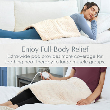 Pure Enrichment PureRadiance Luxury Heating Pad for Cramps, Back, Neck, & Shoulder Pain Relief, Patented Design, Soft Faux Fur & Micromink, 6 Heat Settings, Machine Washable, 12”x24” (Golden Sands)