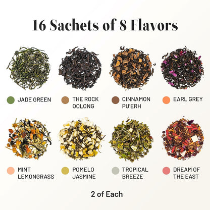 ChaYeah, Premium Tea Collection, 16 Whole Leaf Tea Bags, 8 Assorted Flavors