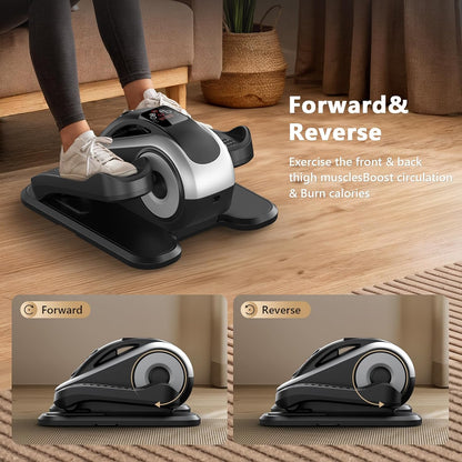 Under Desk Elliptical Machine for Seniors, Large Size Electric Leg Exerciser with 12 Adjustable Speeds & 12 Modes, Remote Control, Elastic Rope, Manual & Auto Mode for Home Office Use