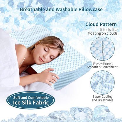 Cervical Pillow for Neck Pain Relief, Contour Memory Foam Pillows for Sleeping, Ergonomic Pillow Adjustable Orthopedic Cooling Pillow Bed Pillow Neck Support for Side Back Stomach Sleepers(Blue)