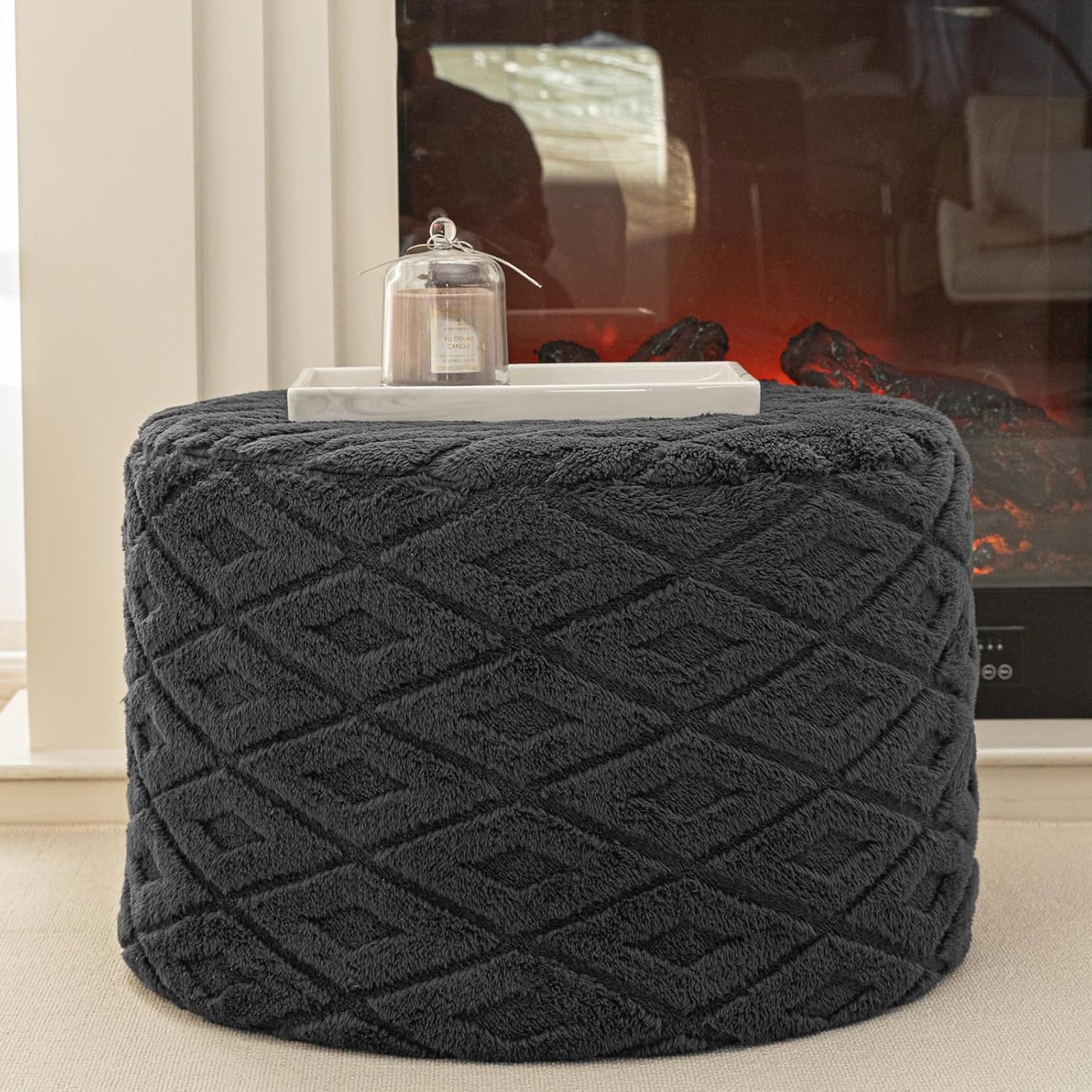 Round Pouf Ottoman 20 x 20 x 14 Inches Boho Poof Home Decor Floor Pouffe Ottoman Foot Rest for Couch Sofa Bean Bag Chairs Living Room Bedroom (Green)