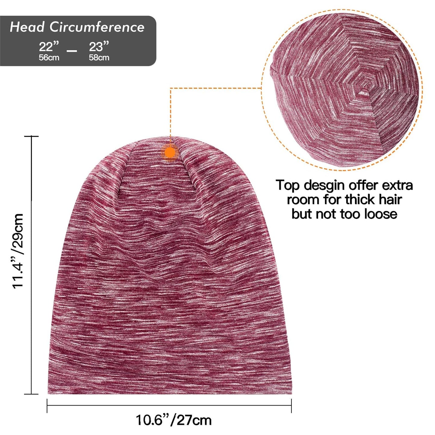 Silk Satin Lined Bonnet Sleep Cap - Adjustable Stay on All Night Hair Wrap Cover Slouchy Beanie for Curly Protection Women and Men Solid Black