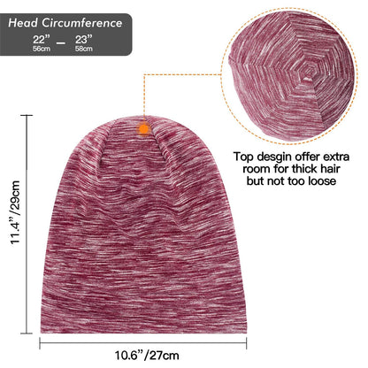 Silk Satin Lined Bonnet Sleep Cap - Adjustable Stay on All Night Hair Wrap Cover Slouchy Beanie for Curly Protection Women and Men Solid Black