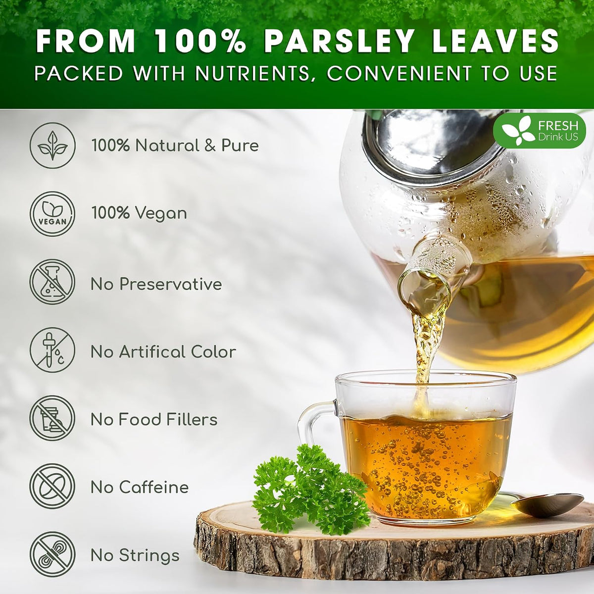 FreshDrinkUS, Premium Parsley Leaf Tea, 75 Count, Pure, Caffeine Free