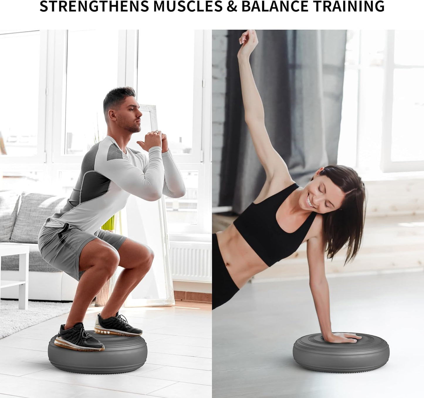 Inflated Wobble Cushion,Circular Non-slip Texture for Comfortable Sitting,Extra Thick Dyna Disc with Pump for Core Strength,Wiggle Seat to Improve Posture,Fitness,660lb Load Capacity