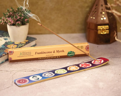 Bless-International Traditional-Handmade-Burner Wooden-Incense-Stick-Holder Ash-Catcher-Stand for-Aromatherapy-Meditation-Yoga (Incense Holder 10 inch(2 pcs))