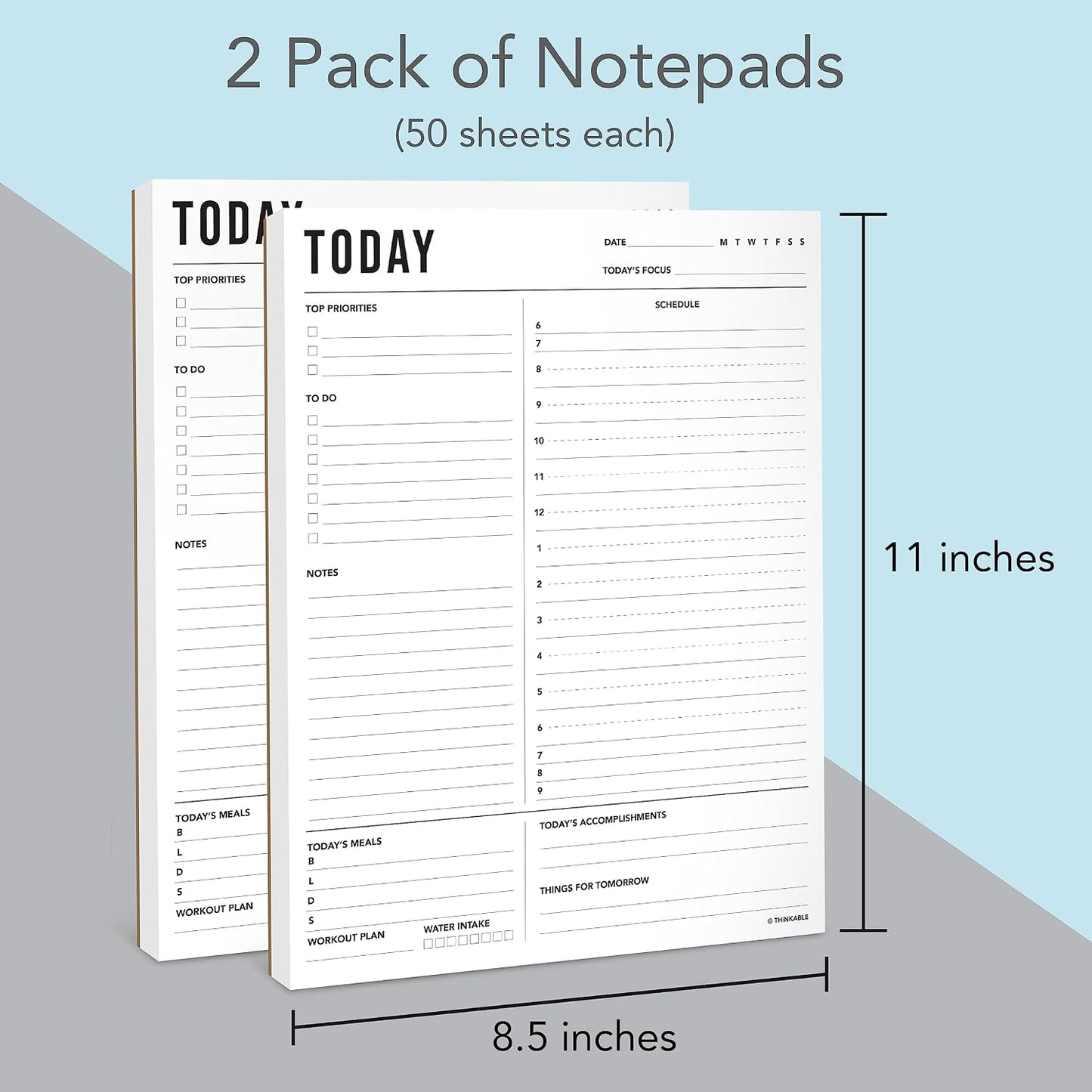 Daily Planner Notepad - 8.5x11 To Do List Organizer