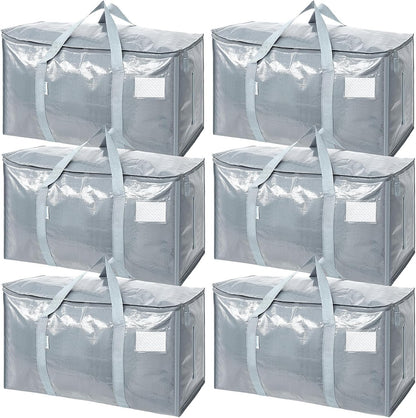 TICONN Extra Large Moving Bags Heavy Duty with Zippers & Carrying Handles, Durable Storage Bags Moving Boxes for Closet Organizers and Storage (Blue)
