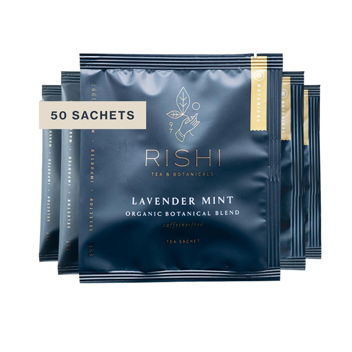 Rishi Tea Lavender Mint Organic Herbal Sachet Tea Bags, Caffeine Free, 50ct