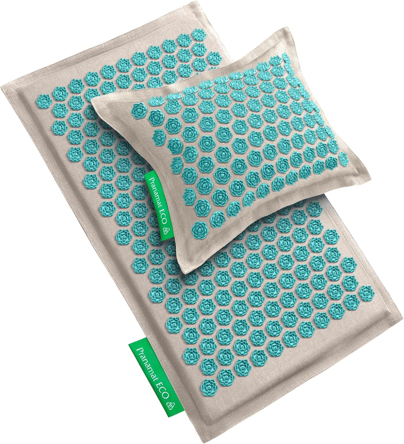 Pranamat Acupressure Large Mat and Pillow Set, Premium Acupressure Therapy for Pain Relief and Relaxation, Handcrafted in Europe with Sustainable and Natural Materials (Obsidian)