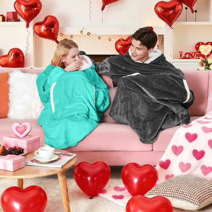 yescool Wearable Blanket Hoodie, Flannel Sherpa Fleece Blanket Sweatshirt for Adults Women Men,One Size Fits All - Colors A
