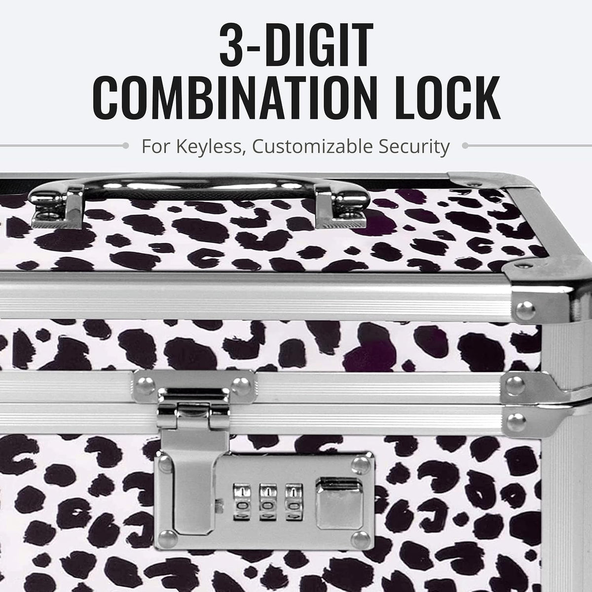 Vaultz Secure Security Lock Boxes - Safe Combination Lock Box, Storage for Documents, Valuables, Medicine & Money - 9.88 x 7.75 x 7 Inch - Black/Chrome