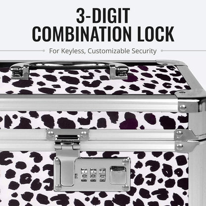 Vaultz Secure Security Lock Boxes - Safe Combination Lock Box, Storage for Documents, Valuables, Medicine & Money - 9.88 x 7.75 x 7 Inch - Black/Chrome