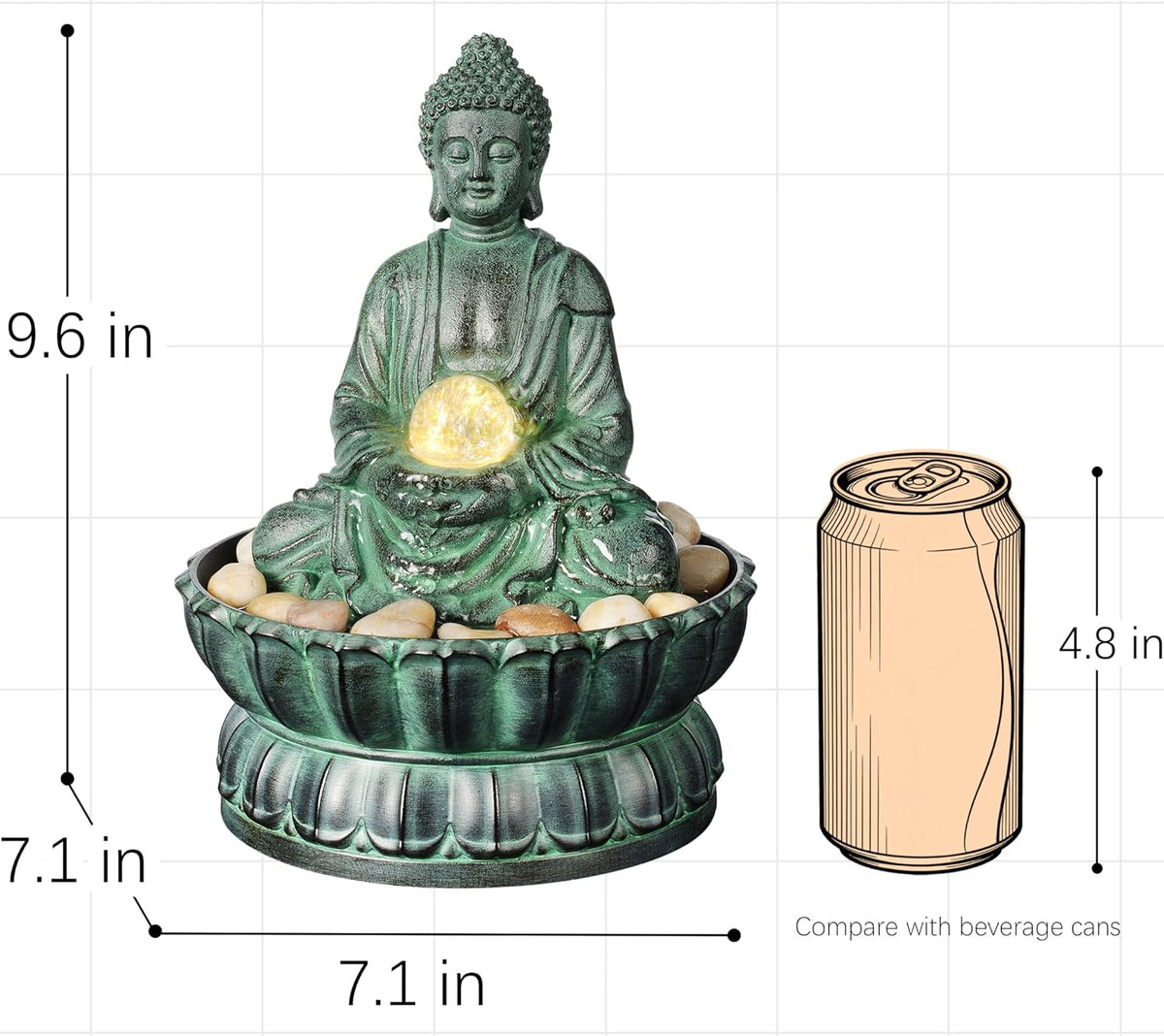 Cascading Indoor Tabletop Water Fountains with LED Light - Rockery Waterfall Fountain - Quiet and Relaxing Water Sound - Small 9.7 Inch Desktop Size - Home/Office Decor