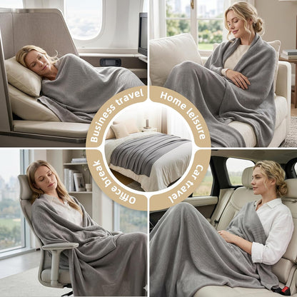 Travel Blanket Airplane - Ultra Soft & Lightweight Knit Design Compact Airplane Blanket,53x72 Inch,Stylish Travel Shawl Wraps for Flights,Office,Home Use,Travel Essentials & Gifts