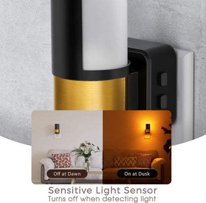 Briignite Night Lights Plug into Wall, Modern LED Night Light Plug in, Dusk to Dawn Sensor,Amber Night Light 0-100LM Adjustable Brightness, Dimmable NightLight for Hallway, Bedroom, Stairway, 2 Pack