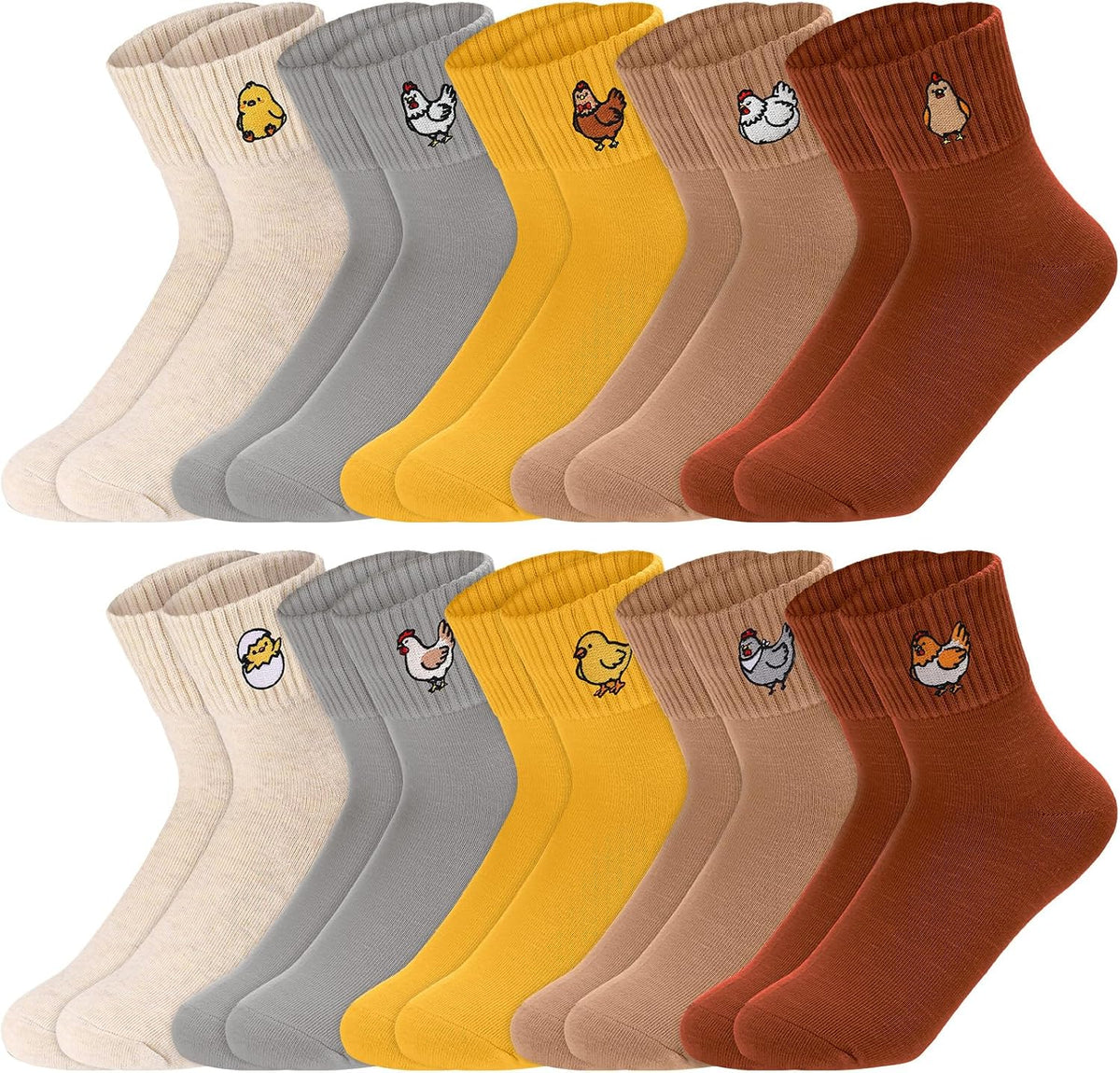 Eurzom 10 Pairs Socks Womens Crew Elastic Ankle Length Cotton Socks Aesthetic Cute Lightweight Low Cut Gifts for Women - Colors A