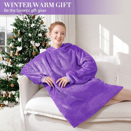 LetsFunny Blanket Hoodie,Oversized Wearable Sherpa Fleece Blanket Sweatshirt,Super Soft Warm Cozy with Giant Pocket,Gifts for Women Men Adults Teenagers, One Size Fits All