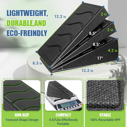 ODCPN Squat Wedge Block, 5 Adjustable Angles Slant Board for Calf Stretching with Stretching Strap & Poster, 520 LBS Heel Elevated Squat Wedge Capacity for Yoga, Ankle Physical Therapy & Mobility