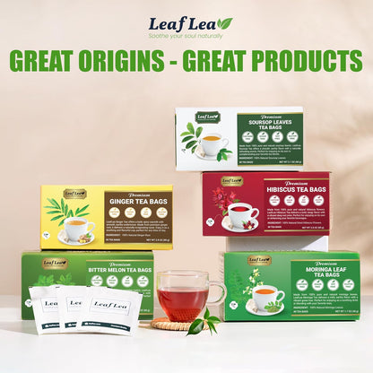 LeafLea Ginger Root Tea Bags, Real Ginger Herbal Tea, 80 Count
