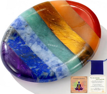 Worry Stone Crystals and Healing Stones Anxiety Fidgets Natural Meditation Accessories 7 Chakra Thumb Sensory Mental Health Depression Stress Anxiety Relief Items Mother's Day Gifts for Women